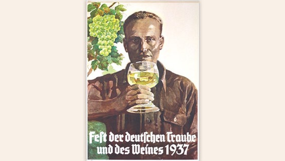 Ein historisches Plakat aus dem Jahr 1935 informiert über Fest der Deutschen Traube und des Weines im Oktober 1937. © Privat 
