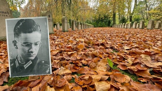 Ein Bild von Hans-Reimer Rodewald im Laub auf einem Friedhof. © NDR / SH Magazin 