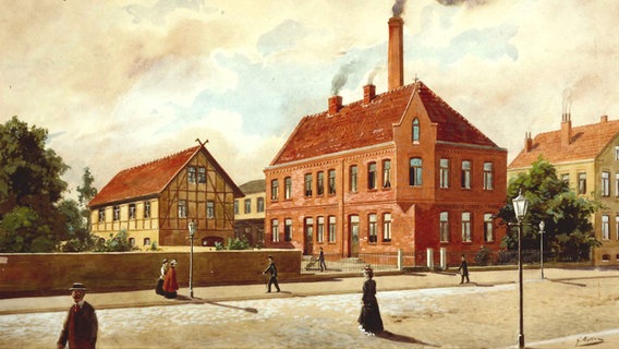 Bahlsen-Bäckerei in der Friesenstraße, 1889 übernimmt Hermann Bahlsen den Betrieb mit 10 Mitarbeitern. © NDR/doc.station GmbH/Bahlsen 