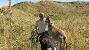 Matthias Jacobsen bietet auf Sylt geführte Wanderungen mit seinen Ziegen durch die Dünen an. © NDR/Doclights GmbH 2019 