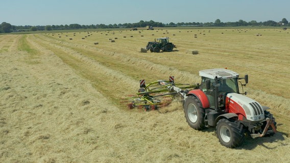 Heuwenden bei der Heuernte auf einem Feld bei Breiholz (2). © NDR 