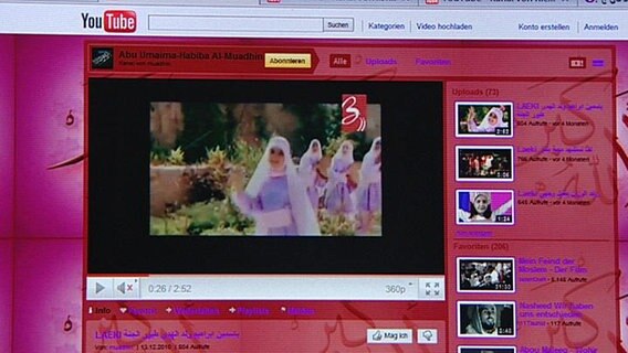 Screenshot eines islamistischen YouTube-Channels © NDR 