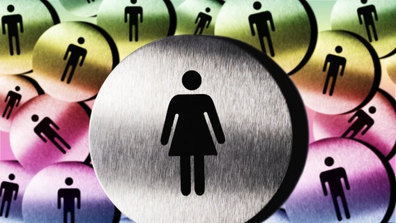 Piktogramm einer Frau vor vielen Männern © picture alliance/imageBROKER Foto: Christian Ohde