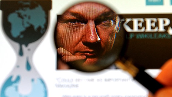 Julian Assanges Bild ist auf der Website von Wikileaks zu sehen © picture-alliance/dpa Foto: Britta Pedersen