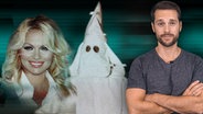 Mirko Drotschmann auf einer Fotocollage mit Pamela Anderson und dem Ku-Klux-Klan © NDR 