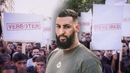 Collage: Der Islamist Raheem Boateng vor eine Demo © picture alliance, NDR Foto: Stephan Wallocha