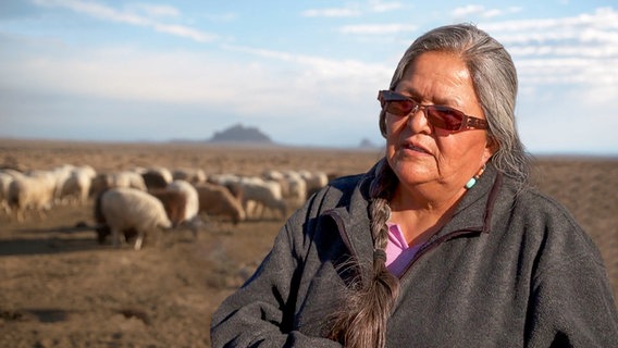 Navajo-Frau und Schafzüchterin Irene Bennalley. © phoenix/ARD-Studio Washington, Collage: hr 
