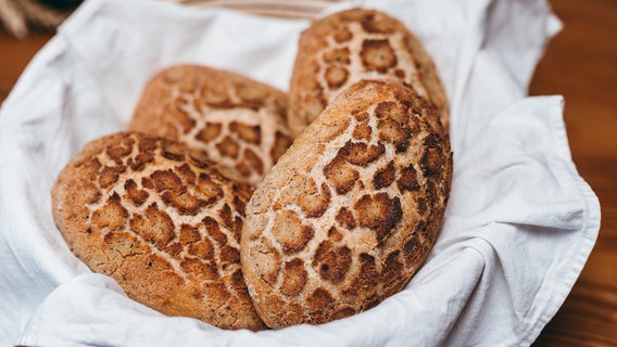 "Eigentlich sind das ja eher Leopardenbrötchen, aber naja - nun heißen sie so": Sveas Tigerbrötchen mit einer pikanten Pfefferkruste. "Eigentlich sind das ja eher Leopardenbrötchen, aber naja - nun heißen sie so": Sveas Tigerbrötchen mit einer pikanten Pfefferkruste. © NDR/Björn Lindenblatt