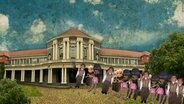 Das Verwaltungsgebäude der Universität.  
