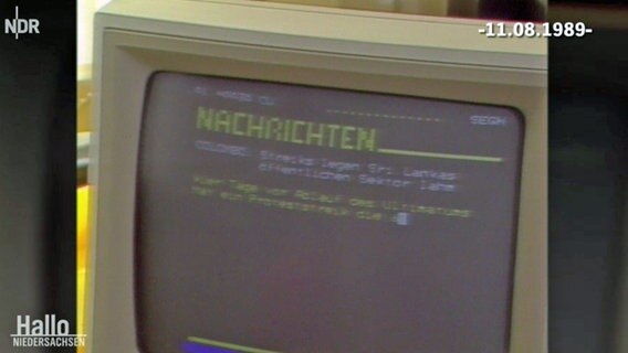 Eine Videotextseite vom Nordtext auf einem alten Monitor  