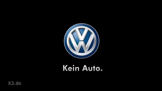 Das Volkswagen-Logo mit dem Spruch "Kein Auto".  