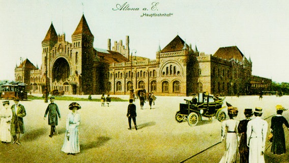 Malerei zeigt den zweiten Altonaer Bahnhof um das jahr 1910 herum. © Altonaer Stadtarchiv e.V. 