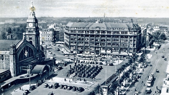Der Hamburger Hauptbahnhof und das Bieberhaus im Jahr 1938 © Archiv VVN-BdA Hamburg / Ulrich Sander 