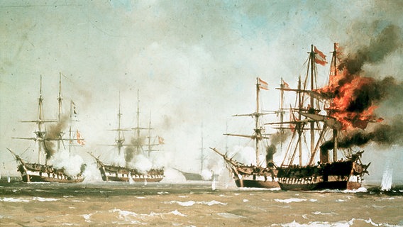 Seeschlacht bei Helgoland im deutsch-dänischen Krieg 1864 (Gemälde von Johan Carl Neumann). © picture-alliance / akg-images Foto: akg-images