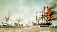 Seeschlacht bei Helgoland im deutsch-dänischen Krieg 1864 (Gemälde von Johan Carl Neumann). © picture-alliance / akg-images Foto: akg-images