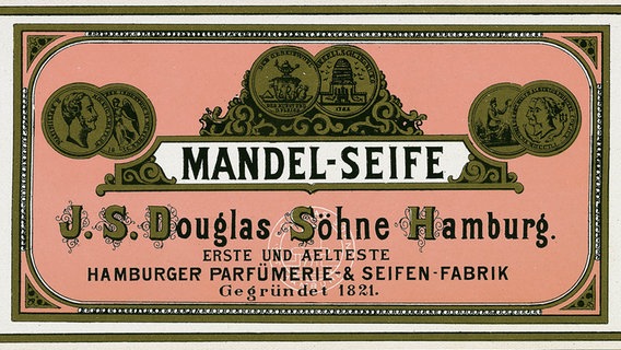 Historisches Etikett der Douglas Mandel-Seife © Douglas GmbH 