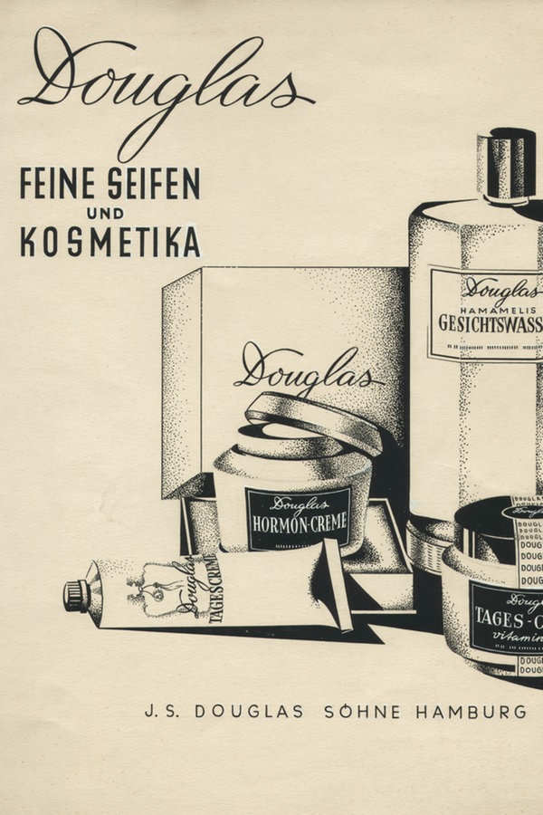 Historisches Werbeplakat für Kosmetikprodukte von J.S. Douglas Söhne Hamburg © Douglas GmbH 
