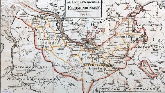 Karte des Departements der Elbmündungen zur Zeit Napoleons © Stubbe da Luz, Scheiblich Foto: Reinhard Scheiblich