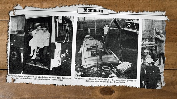 Fotos vom Barkassenunfall im "Hamburger Abendblatt" von 1972  