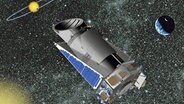 Die Zeichnung zeigt das Teleskop "Kepler" im Weltall. © picture alliance / dpa 