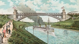 Die kaiserliche Jacht "Hohenzollern" im Nord-Ostsee-Kanal am 21. Juni 1895 (Farblithographie). © picture-alliance / akg-images 