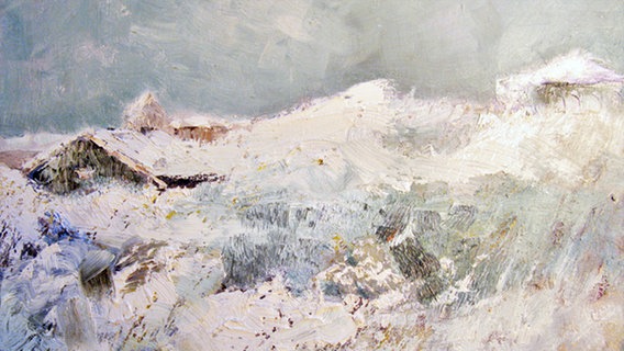 Das im Schnee versunkene Langeoog: Bild des Malers Anselm Prester. © Anselm Prester 