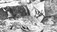Kupferstich eines Deichbruchs mit Ertrinkenden aus dem 17. Jahrhundert. © Wikimedia Commons 