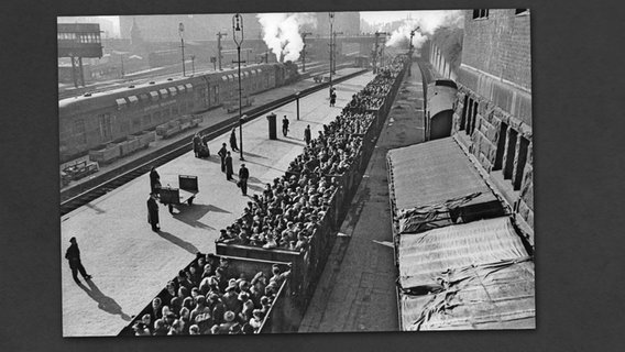 In offenen Güterwagen drängen sich Reisende zur Hamsterfahrt. © Archiv Eisenbahnstiftung 