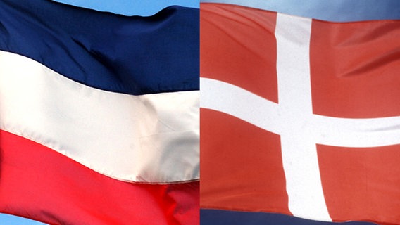 Drapeaux du Schleswig-Holstein et du Danemark (à droite) © Picture-Alliance (c) dpa - Reportage 