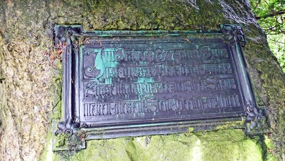 Gedenktafel zur Eröffnung des Ohlsdorfer Friedhofs am 1. Juli 1877 Gedenktafel zur Eröffnung des Ohlsdorfer Friedhofs am 1. Juli 1877 © NDR Foto: Irene Altenmüller