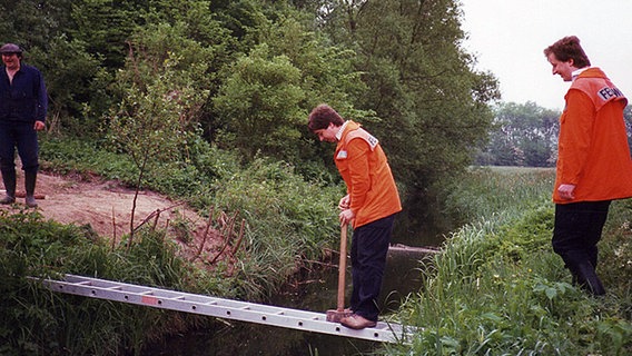 Brückenbau an der ehemaligen Grenze 1990. © Peter Sukiennik Foto: Peter Sukiennik