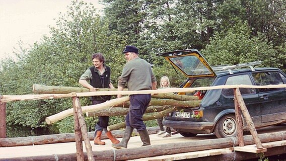 Brückenbau an der ehemaligen Grenze 1990. © Marlene Rautenberg Foto: Marlene Rautenberg