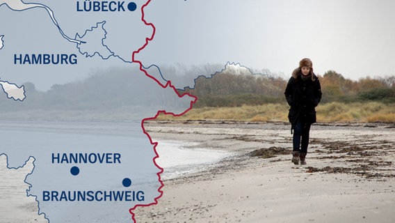 Grenzgängerin Djamila am Strand von Travemünde  