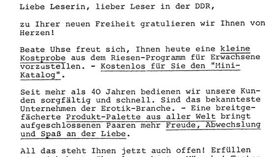 Brief, der den ersten Gratiskatalogen in der DDR beilag. © Forschungsstelle für Zeitgeschichte in Hamburg, Angelika Voß-Louis 