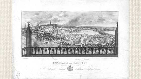 Panorama der Trümmer nach dem Großen Brand 1842 in Hamburg  