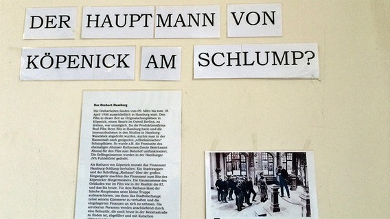 Die Dreharbeiten zum "Hauptmann von Köpenick" fanden vom 9. März bis zum 18. April in Hamburg statt. © NDR Foto: Daniel Kaiser