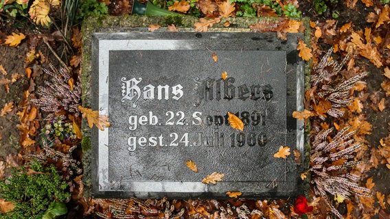 Das Grab von Hans Albers auf dem Ohlsdorfer Friedhof in Hamburg. © dpa Foto: Ulrich Perrey