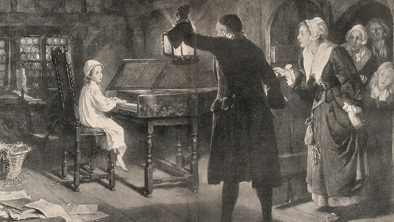 Händel lernt heimlich das Clavichordspiel, Halle 1692. (Gemälde von  Margaret Isabel Dicksee, 1893) © picture-alliance / akg-images 