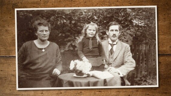 Helga Klüver 1924 zwischen ihren Eltern. © privat 
