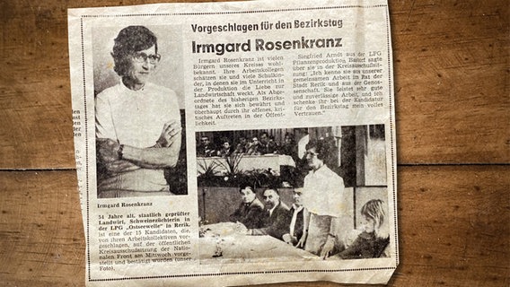 Zeitungsausschnitt mit einem Artikel über Irmgard Rosenkranz. © privat 