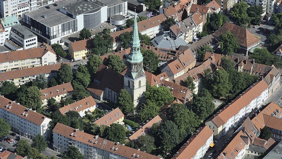 Kreuzkirchenviertel in Hannover von oben. © Picture Alliance Foto: Michael Narten