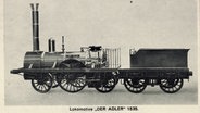 Lokomotive "Der Adler", 1835, Dampflok mit Tenderwaggon © picture alliance / arkiv 