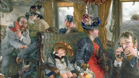 Das Gemälde "Auf der Fahrt durch die schöne Natur" von Adolph von Menzel, 1892 © gemeinfrei 