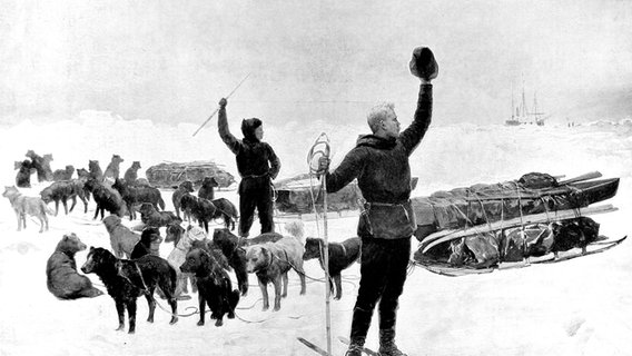 Polarforscher Fridtjof Nansen (1861 - 1930) auf einer seiner Arktis-Expeditionen, undatierte Aufnahme. © Illustrated London News Ltd 