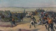 Ägyptischer Feldzug: Napoleon drängt seine Männer 1798 durch die Wüste von Alexandria nach Kairo. Zeitgenössische Darstellung. © picture-alliance / Mary Evans Picture Library 