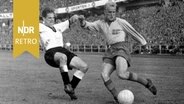 Fußball-WM 1958, Halbfinale, Schweden-Deutschland (3:1), Georg Stollenwerk in Aktion gegen Lennart Skoglund (rechts), Göteborg, 24.06.1958. © Imago / Horstmüller 