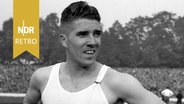 Heinz Fütterer 1956 bei einem Leichtathletik-Länderkampf in Köln, 15.10.1956 © Imago Images / Horstmüller 