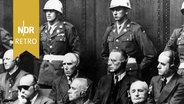 Hintere Reihe: Franz von Papen, Arthur Seyss-Inquart und Albert Speer. Vordere Reihe: Wilhem Frick und Julius Streicher, 30.09.1946. © IMAGO IMAGES/ZUMA/Keystone 