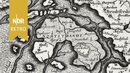 Das Gebiet der Halligen um 1650 auf einer Karte von Johannes Mejer (Ausschnitt). © Johannes Mejer/Wikimedia CommonsCC0 (halligen.info/rungholt) gemeinfrei 