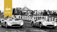 Großer Preis von Frankreich in Reims, 4. Juli 1954. Rennfahrer Juan Manuel Fangio (18) und Karl Kling (20) in ihren Mercedes-Silberpfeilen erzielen einen Doppelsieg. © IMAGO / United Archives International 